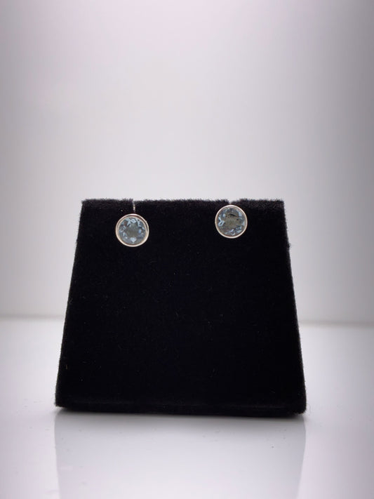 Sterling Silver Aquamarine Stud Earrings