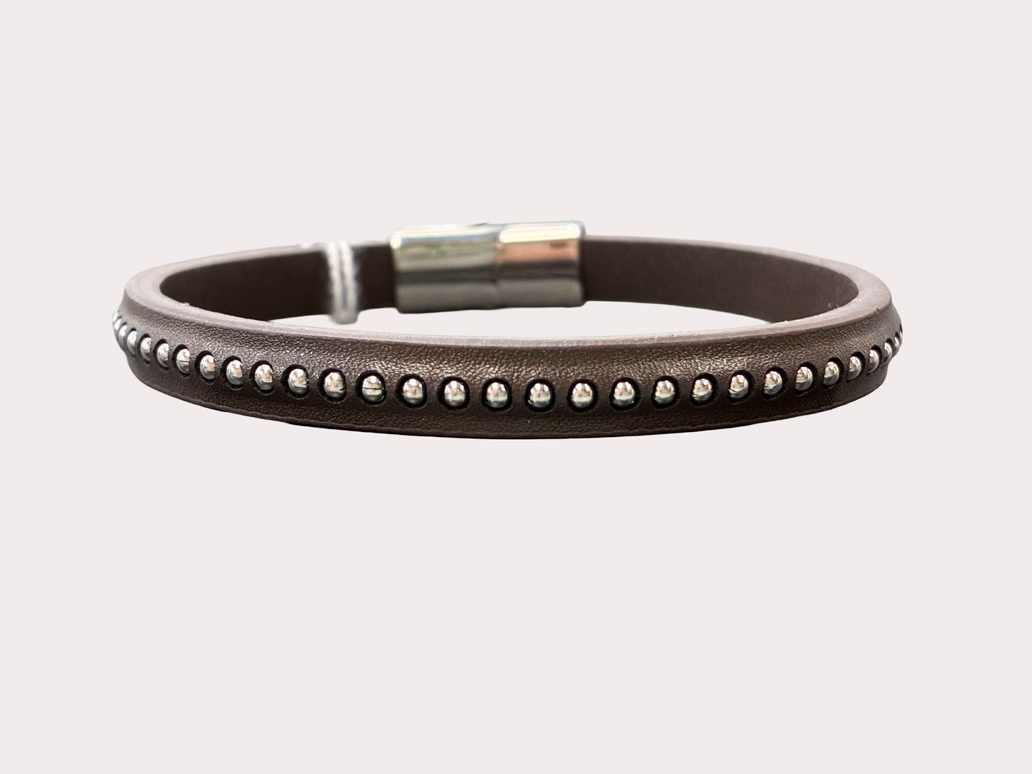 Brown Beaded Leather Bracelet