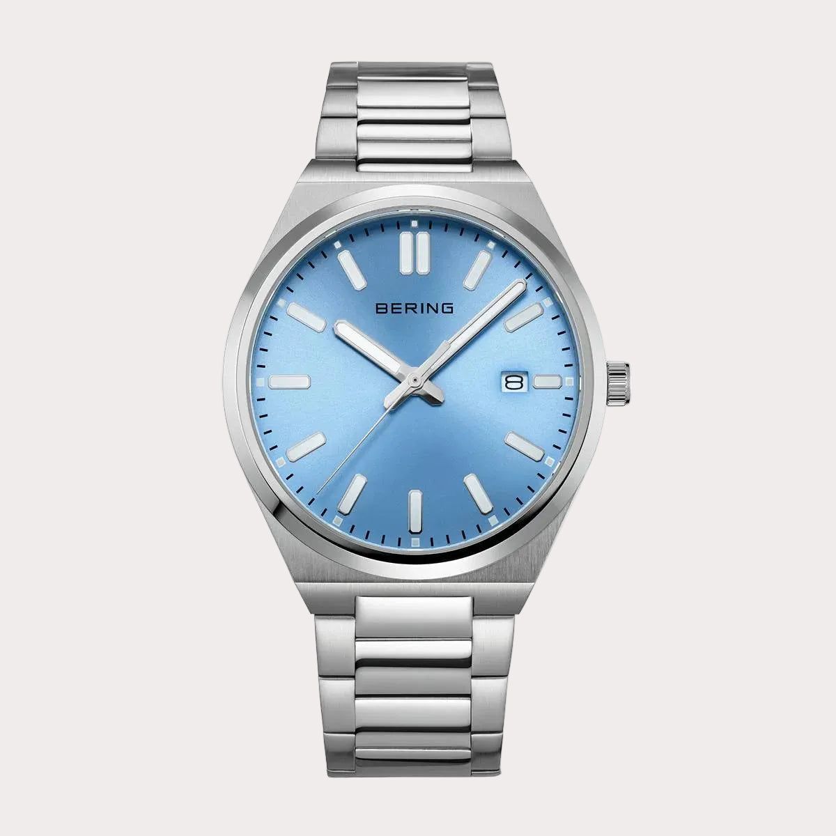 BERING Men's Silver and Blue Watch