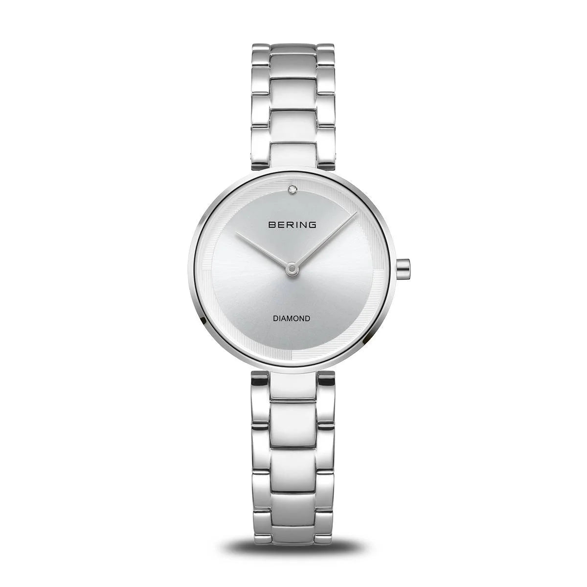 Bering Time Womens Silver and White Diamond Watch