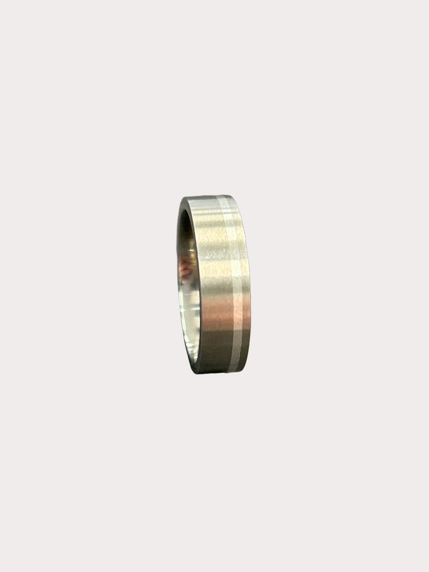 Titan & Silver Offset Stripe 5mm Band