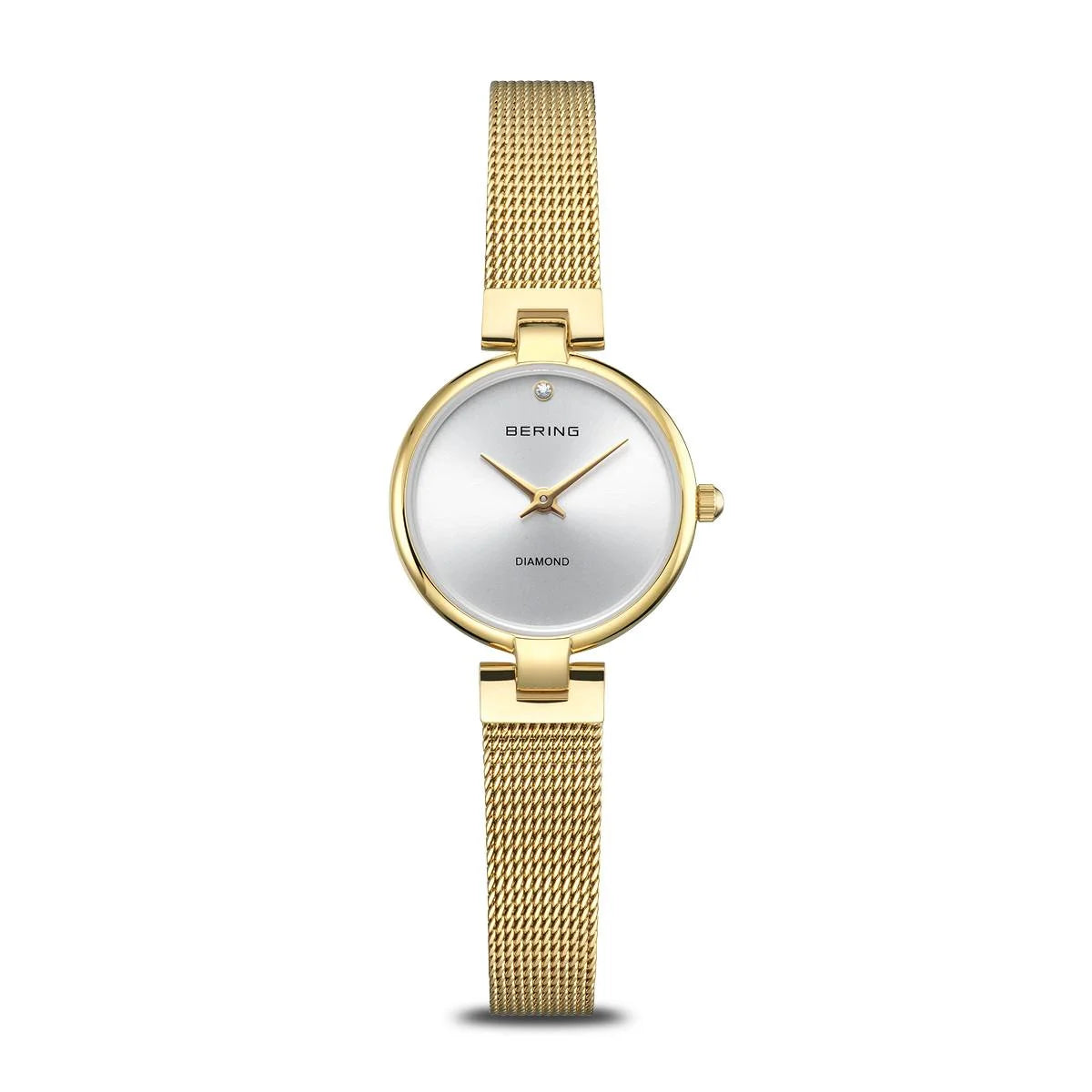 Bering Time Ladies 24mm Gold Tone Diamond Stainless Steel Watch