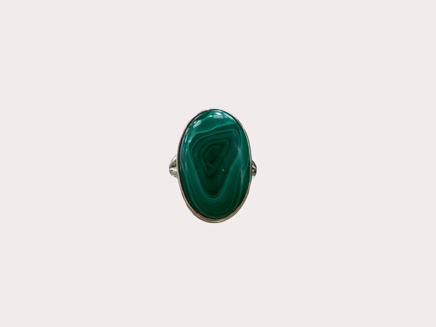 Sterling Silver Heavy Malachite Ring 8.7