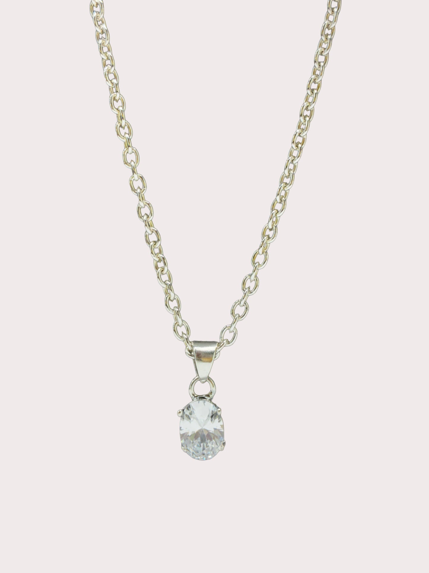 Sterling Silver Oval CZ Pendant