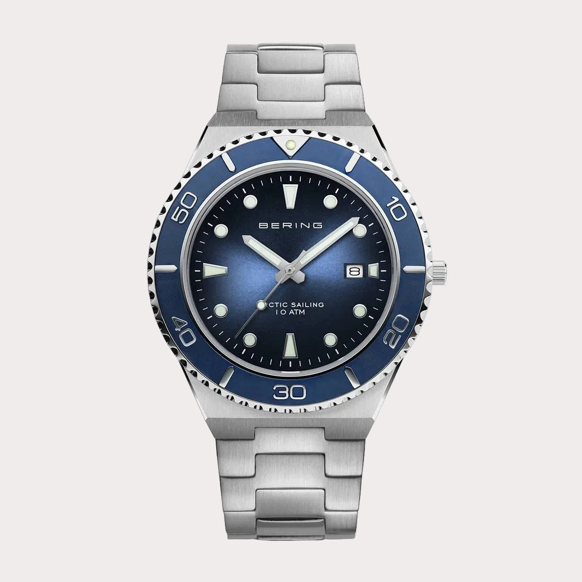 BERING Men's Silver and Blue Watch