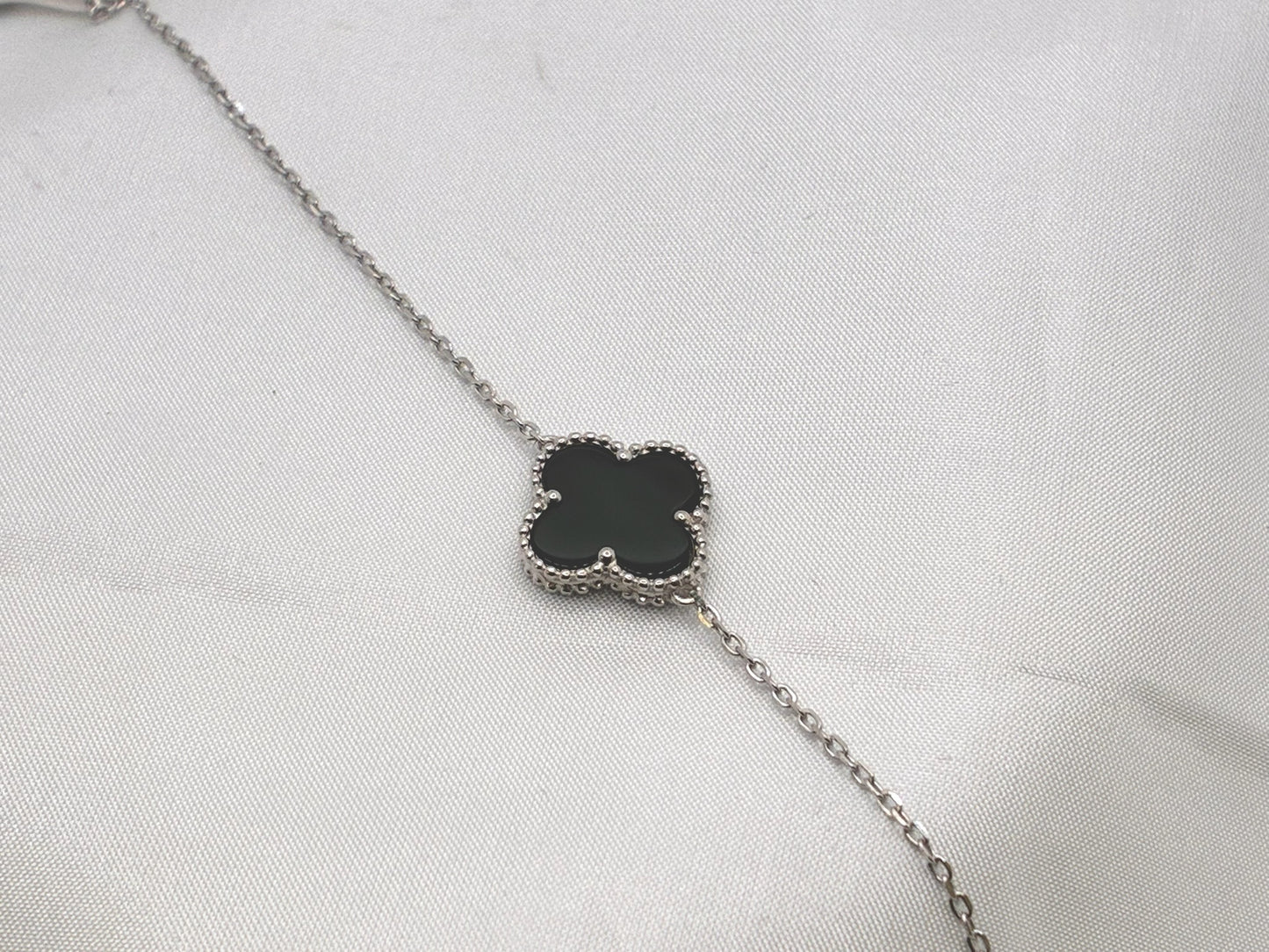 Sterling Silver Black Clover Bracelet