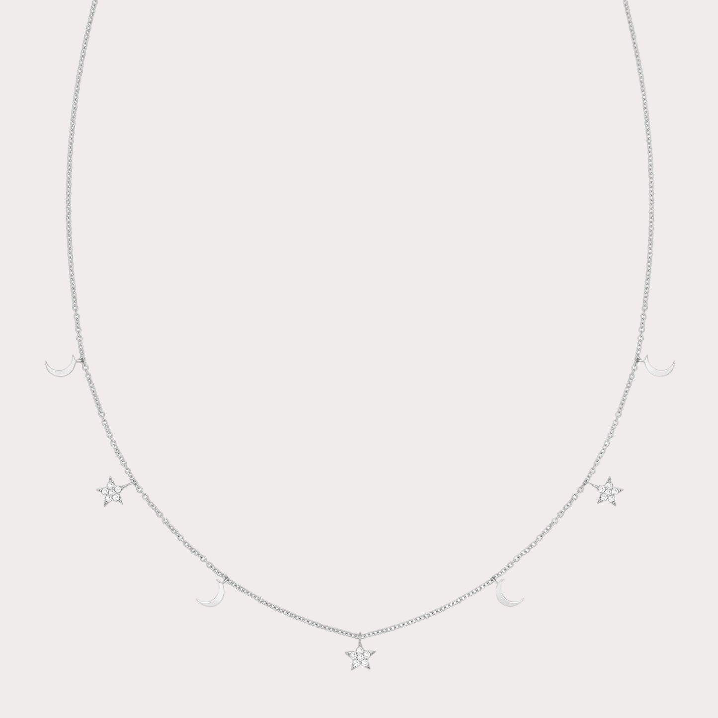 Sterling Silver Moon And Star Necklet