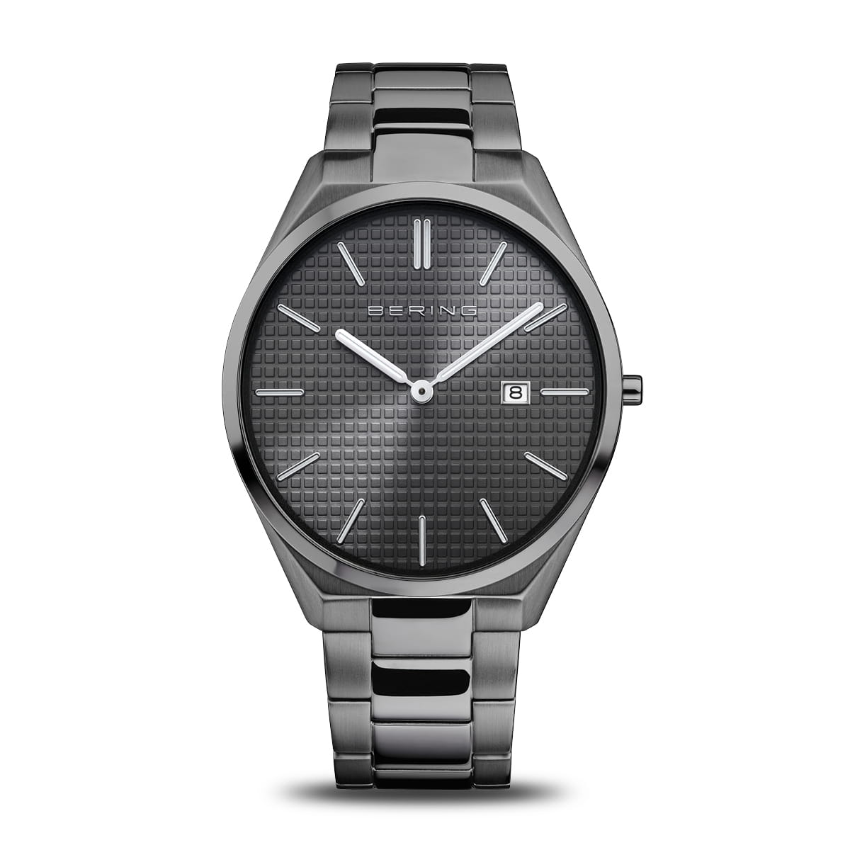 Bering Time Mens Gunmetal Grid Watch