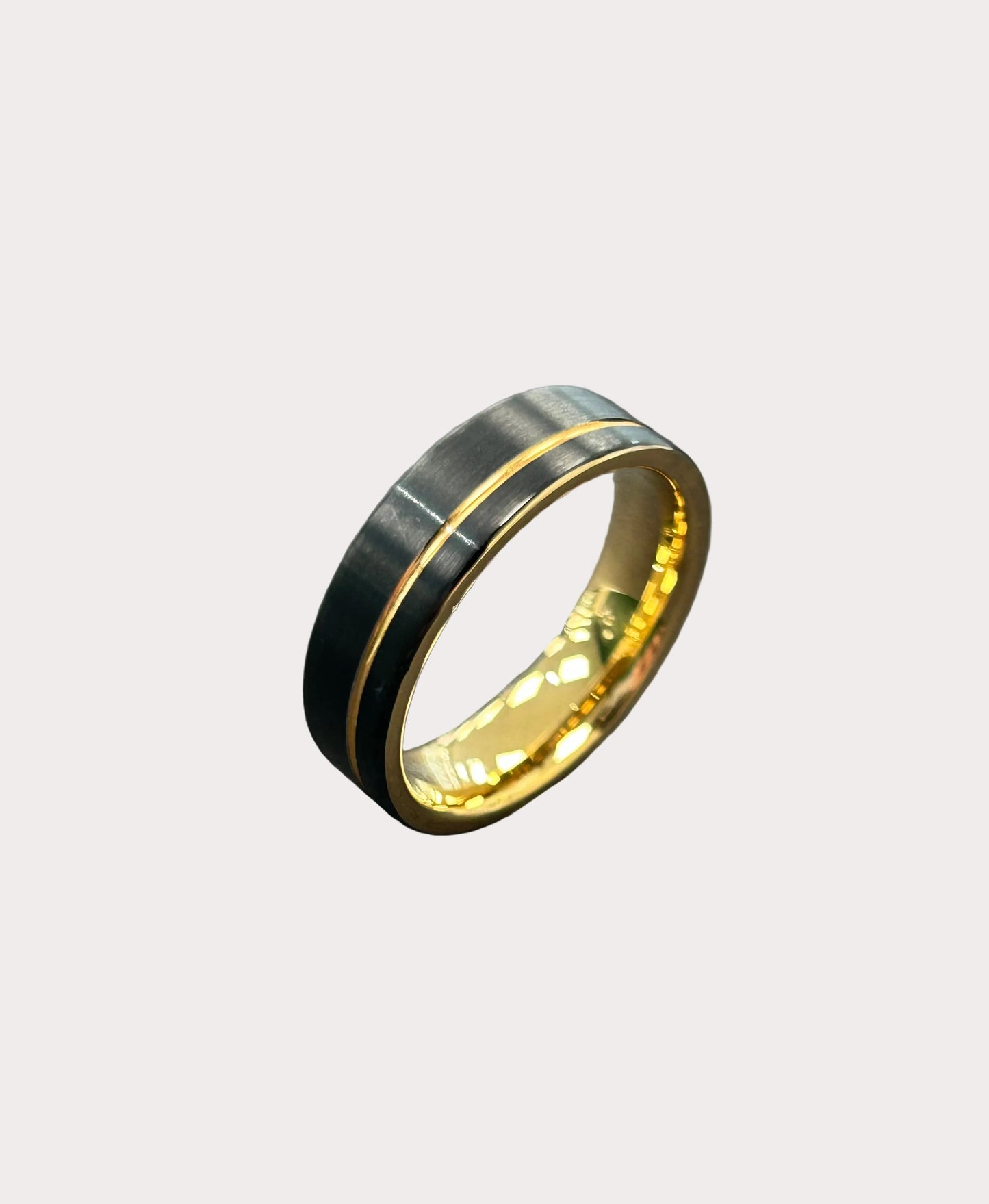 Black & Rose Gold Plated Steel Ring