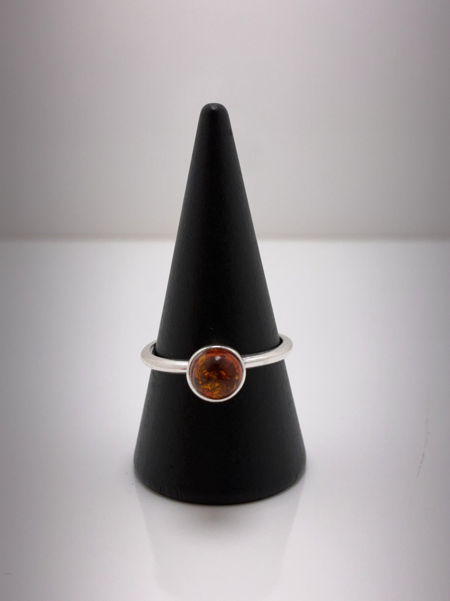 Sterling Silver Small Amber Ring