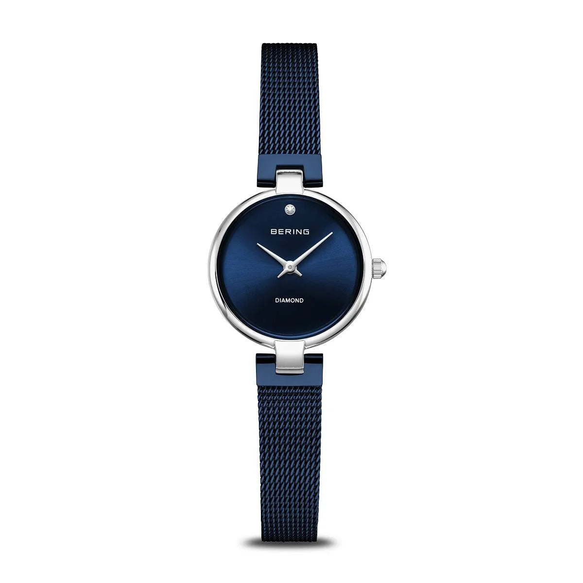Bering Time Ladies 24mm Navy Blue Diamond Stainless Steel Watch