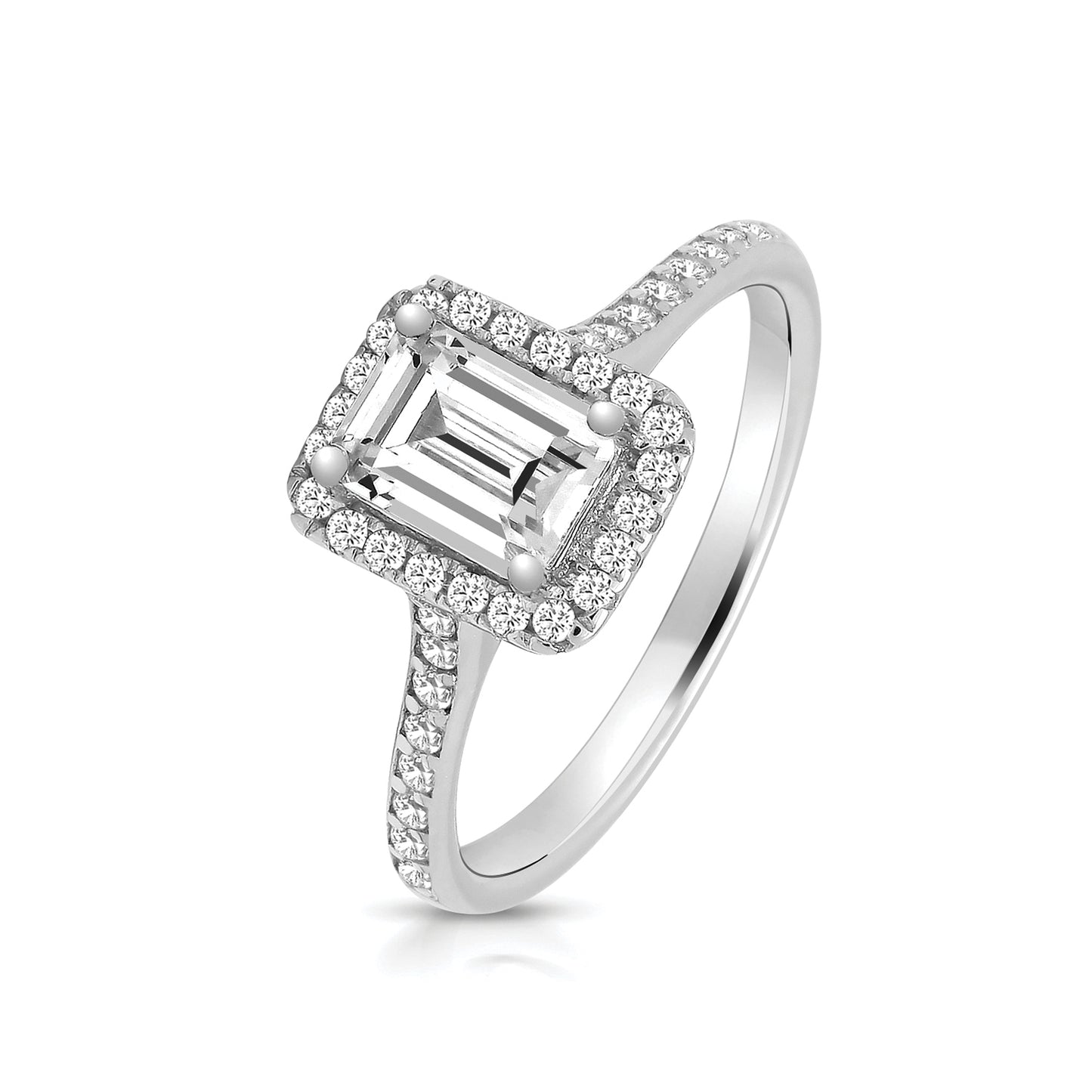 Sterling Silver Emerald Cut CZ Ring