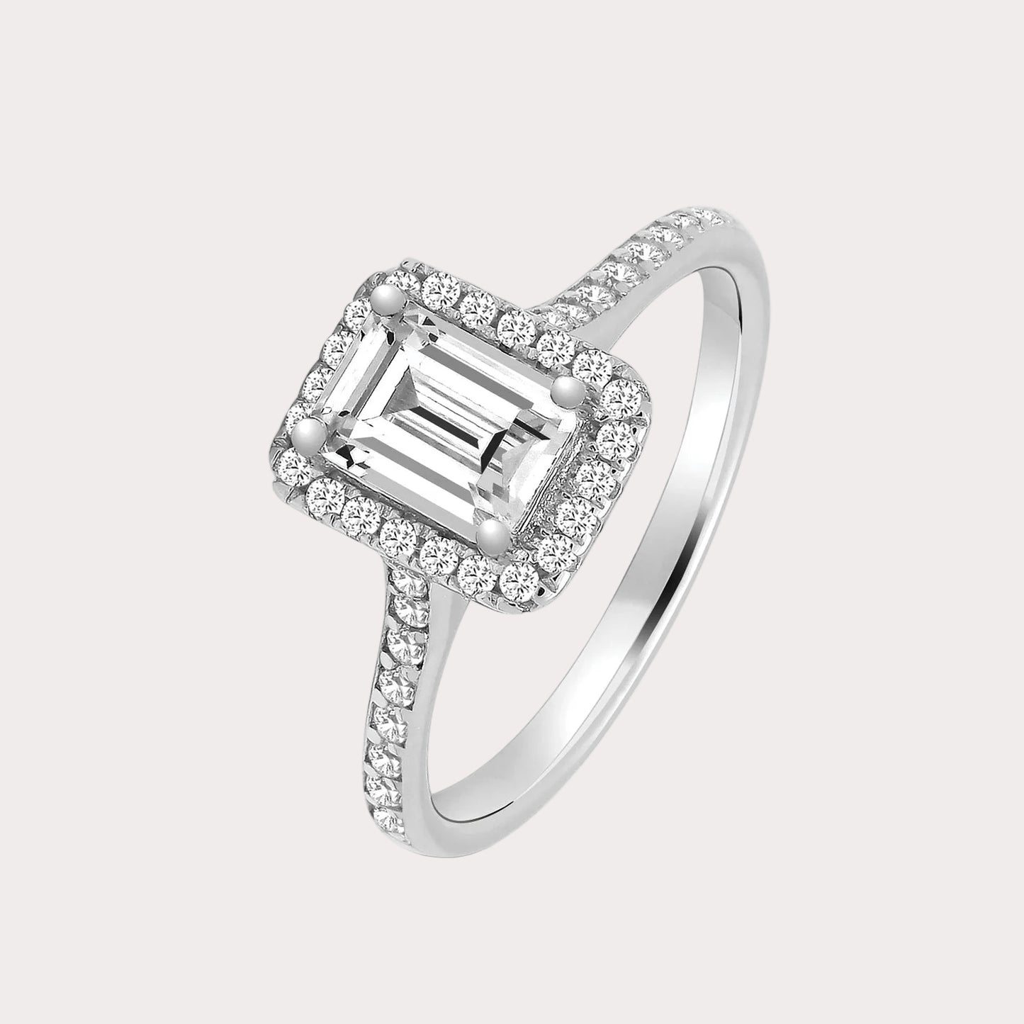 Sterling Silver Emerald Cut CZ Ring