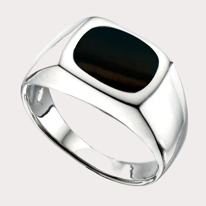 Sterling Silver Oval Onyx Signet Ring