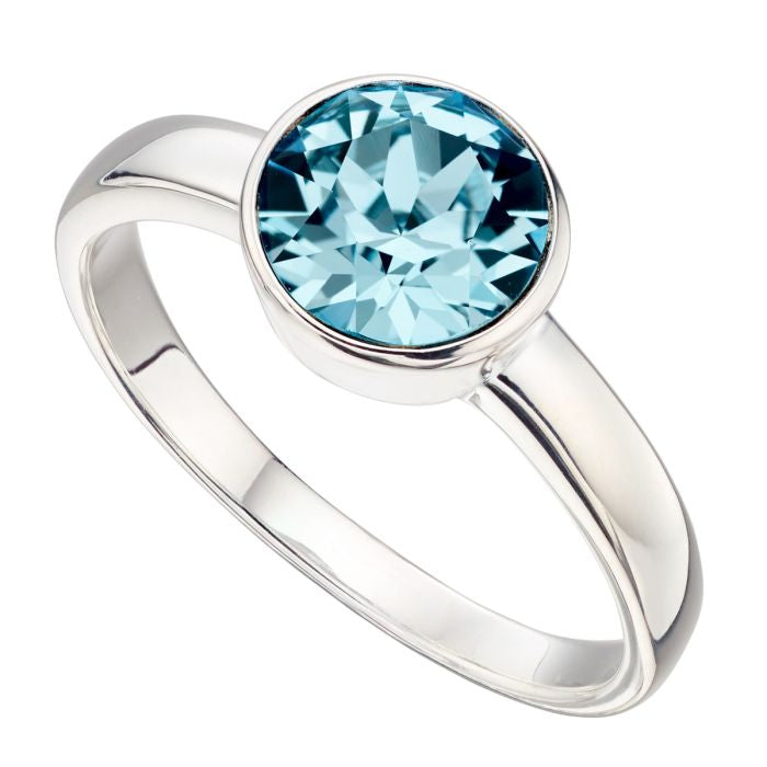 Sterling Silver March Crystal Ring