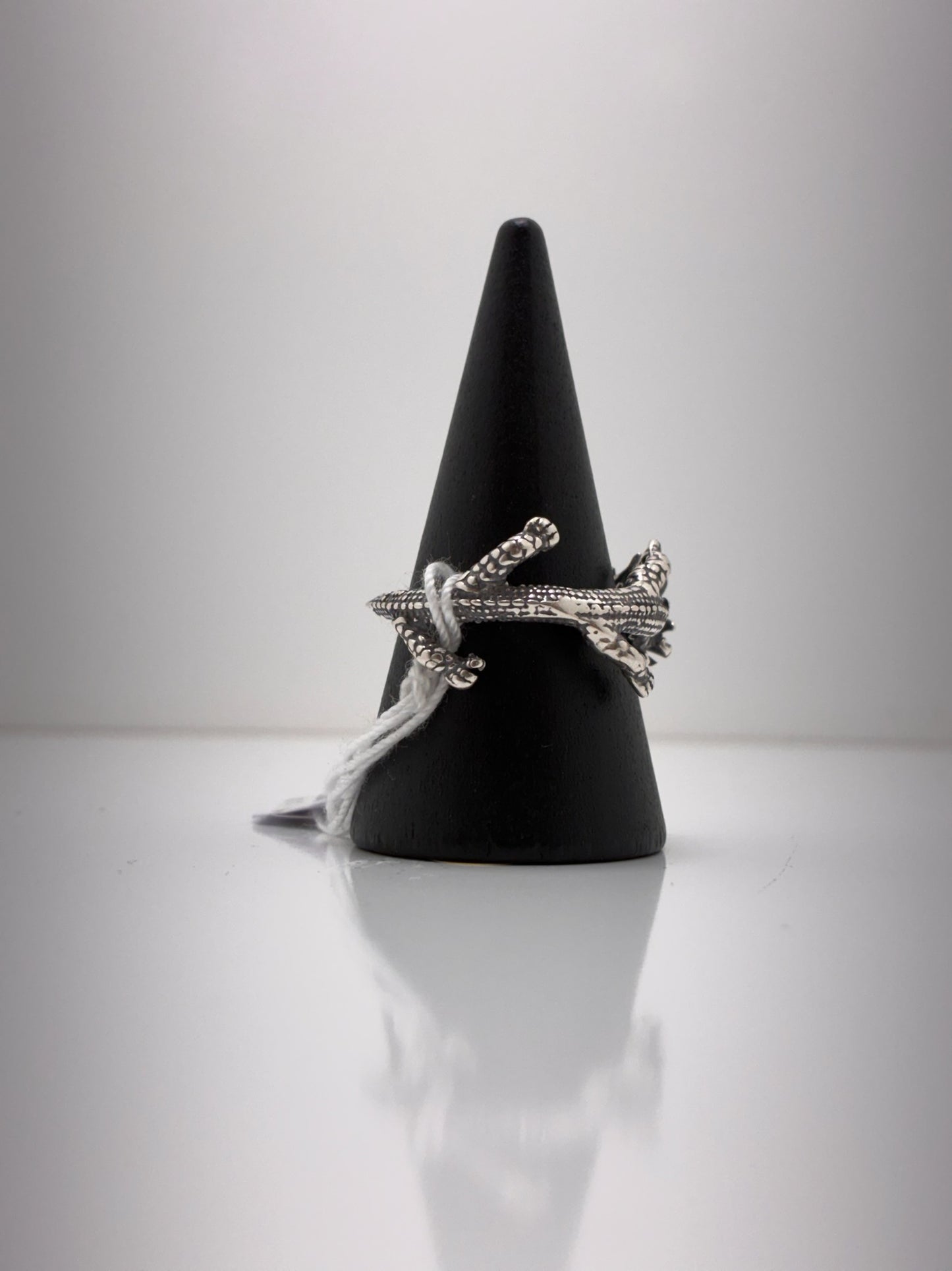 Sterling Silver Dragon Amber Ring
