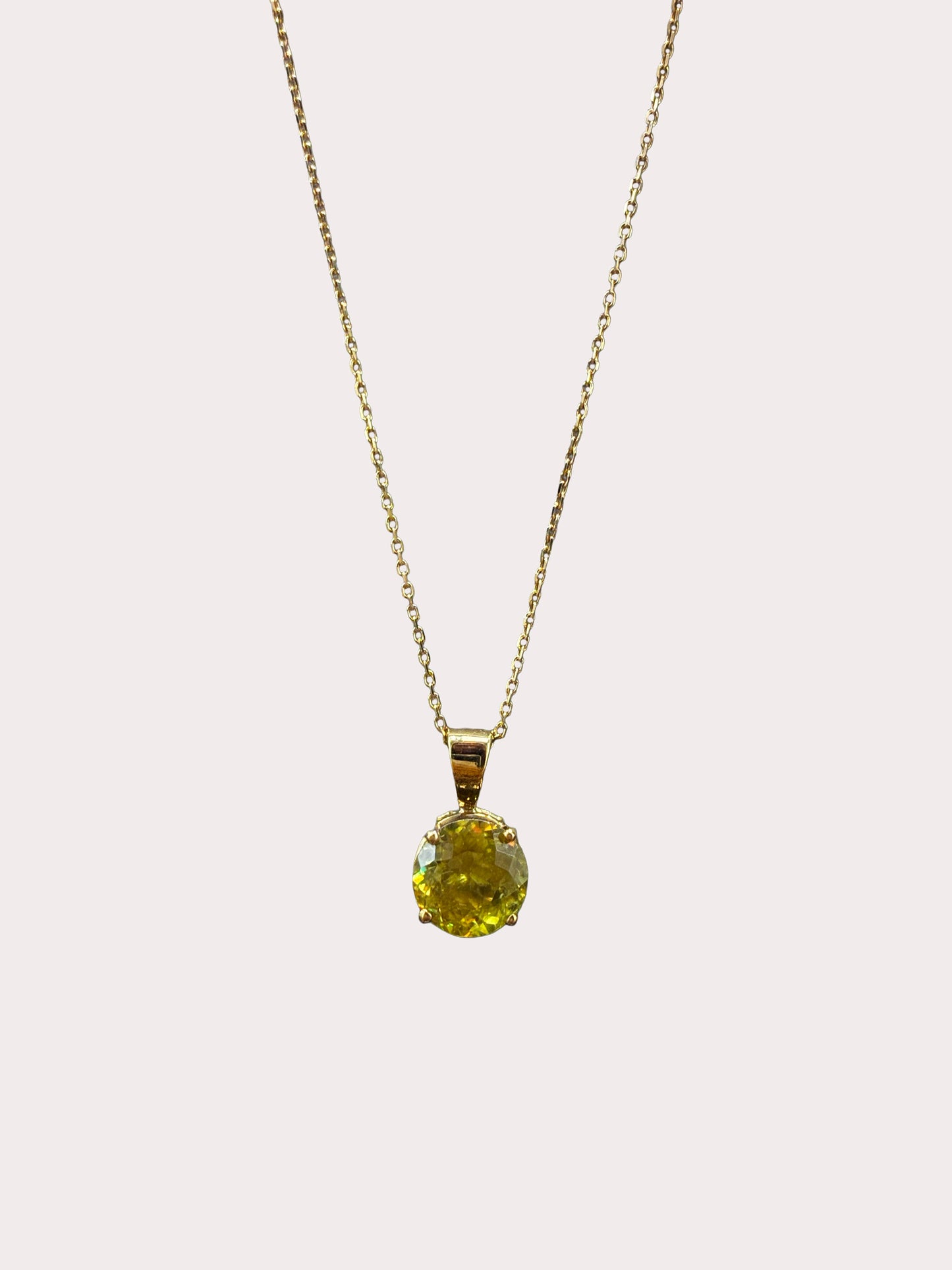 9ct Gold Full Fire Green Sphene Pendant