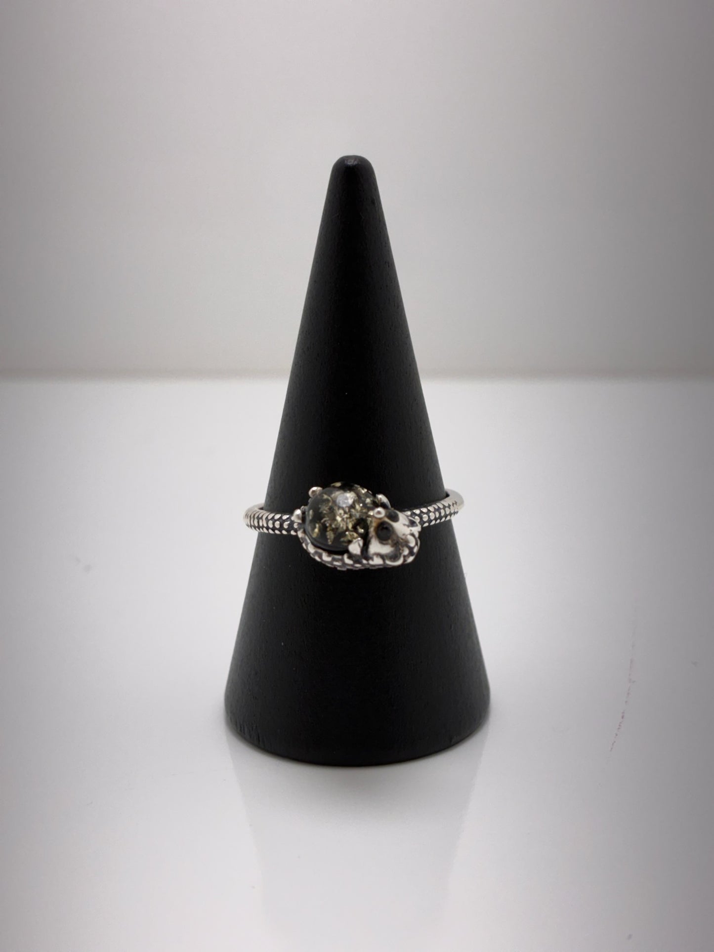 Sterling Silver Hedgehog Amber Ring