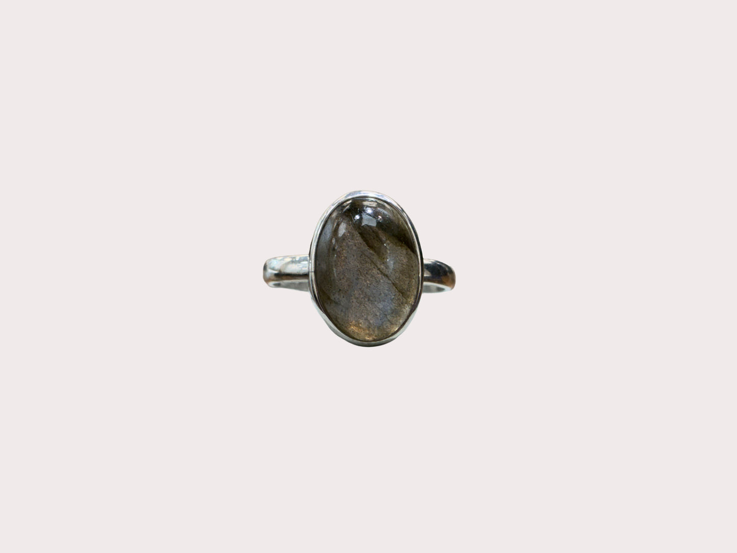 Sterling Silver Medium Oval Labradorite Ring 8