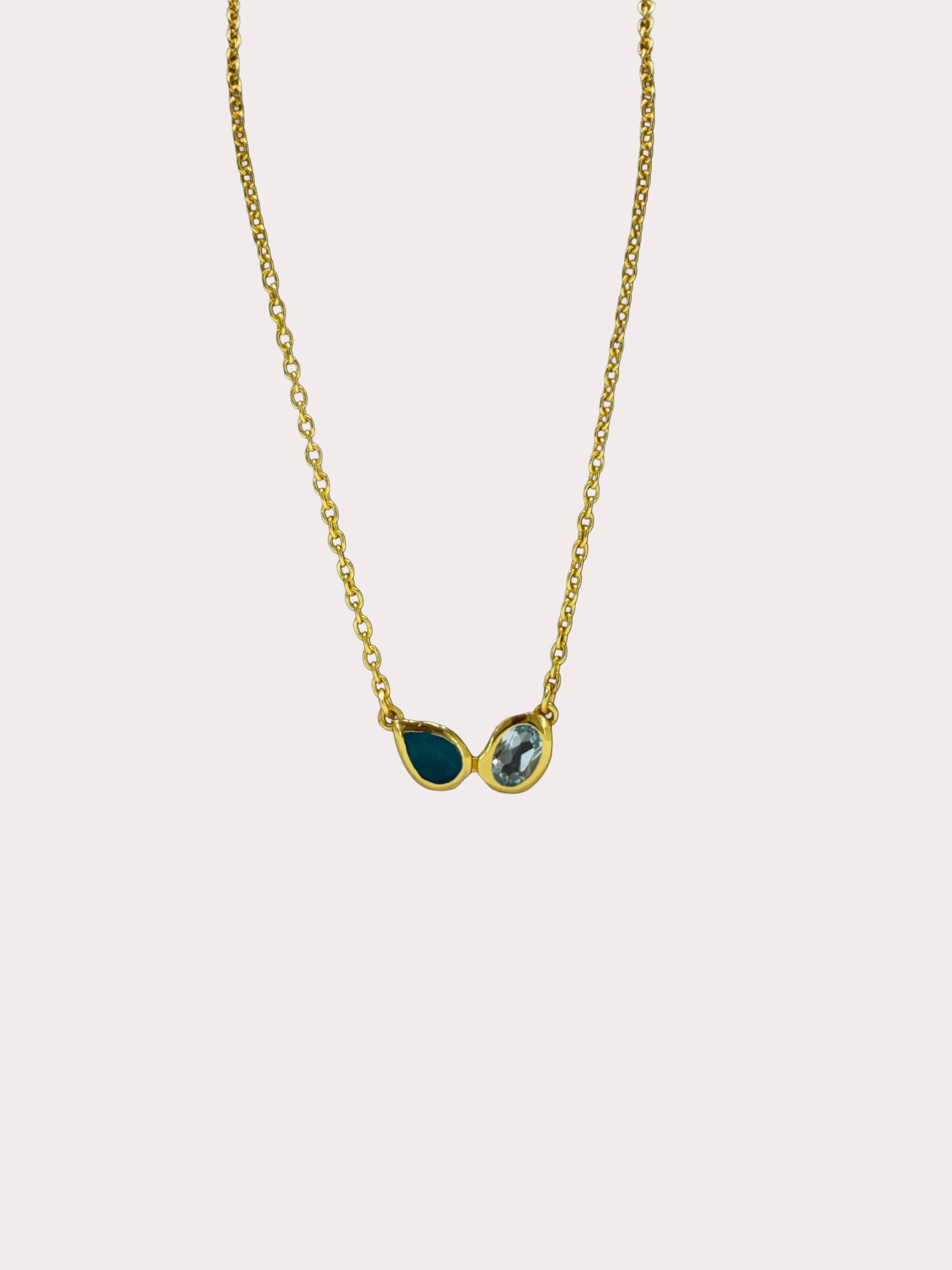 Sterling Silver Gold Plated Two Stone Necklace