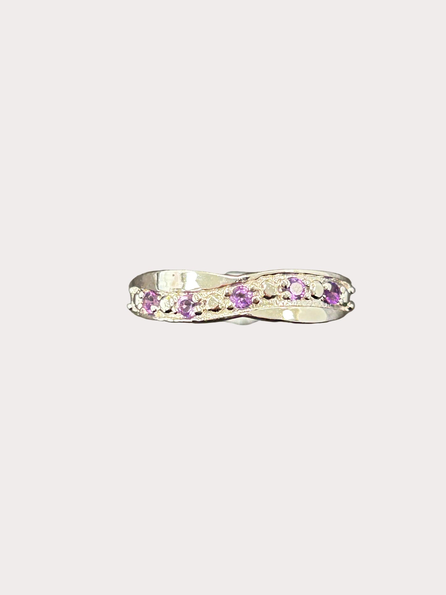Sterling Silver Twist Style Gemstone Ring