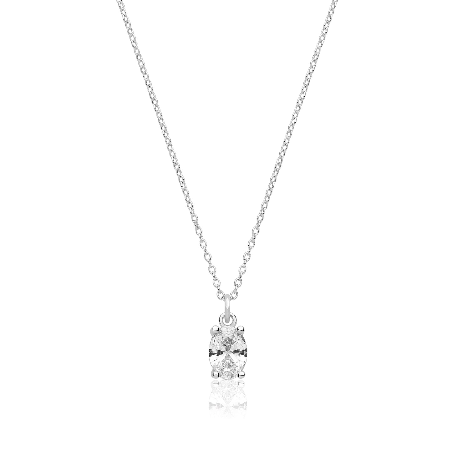 Sterling Silver Oval CZ Pendant