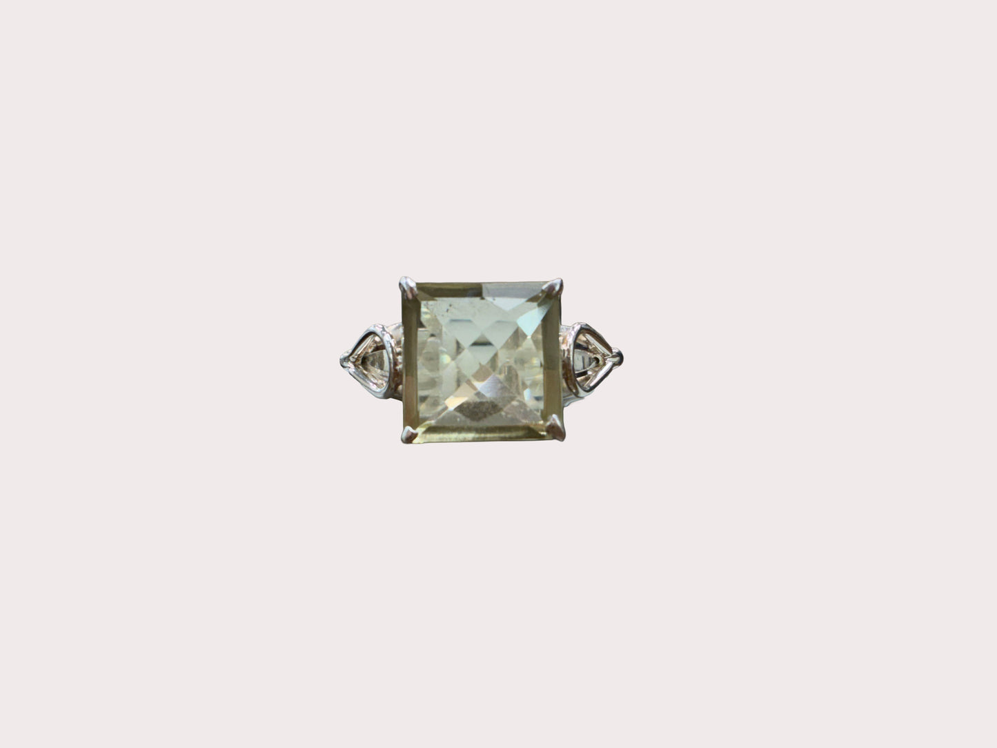 Sterling Silver Square Lemon Quartz Ring