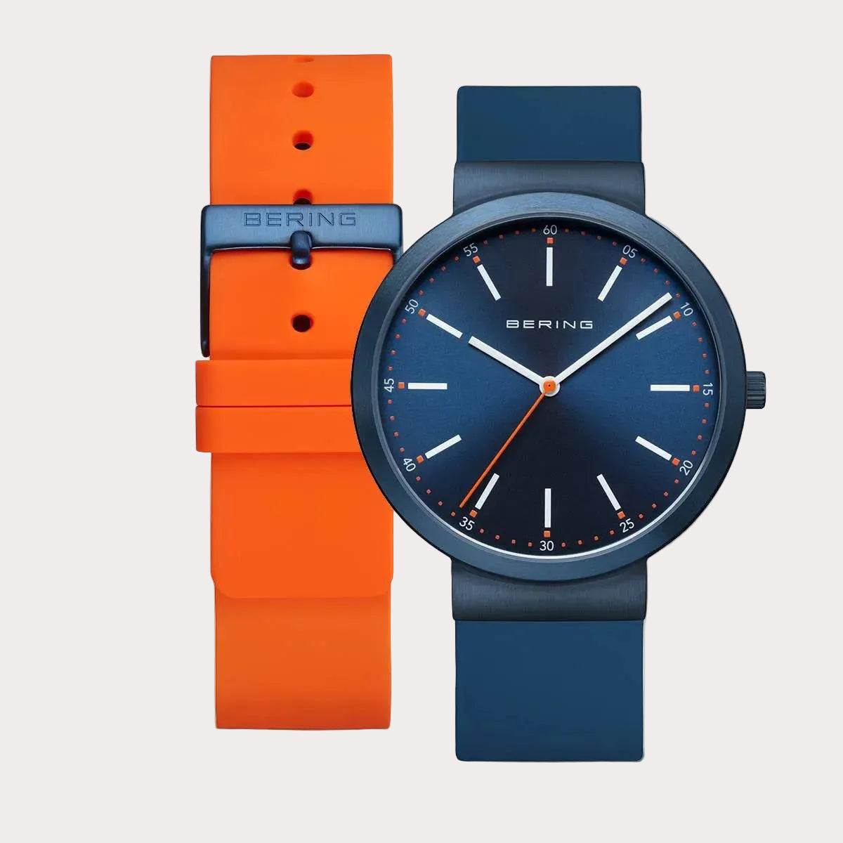 Bering Time Gents Navy Blue Stainless Steel Watch
