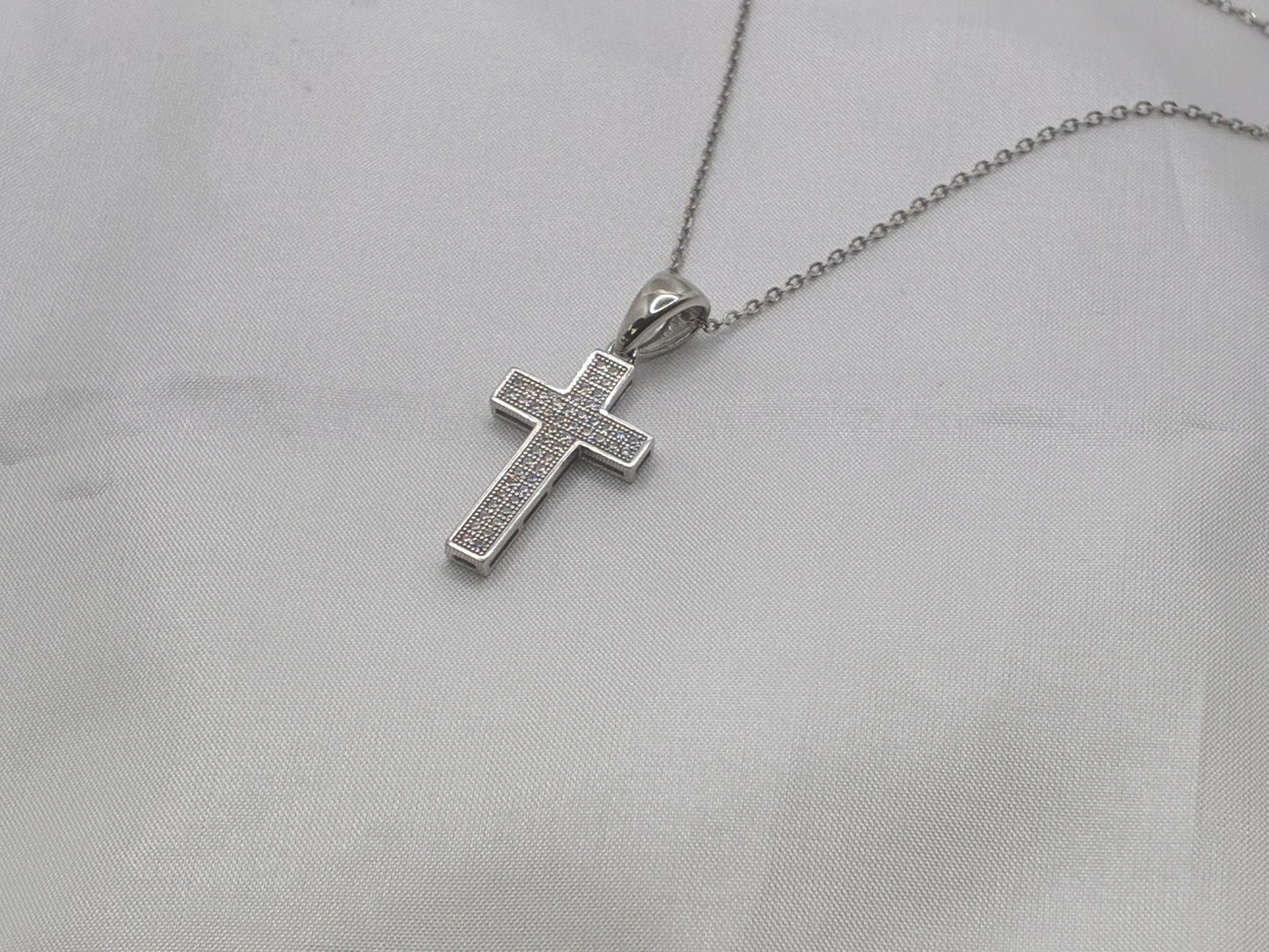 Sterling Silver CZ Cross Pendant