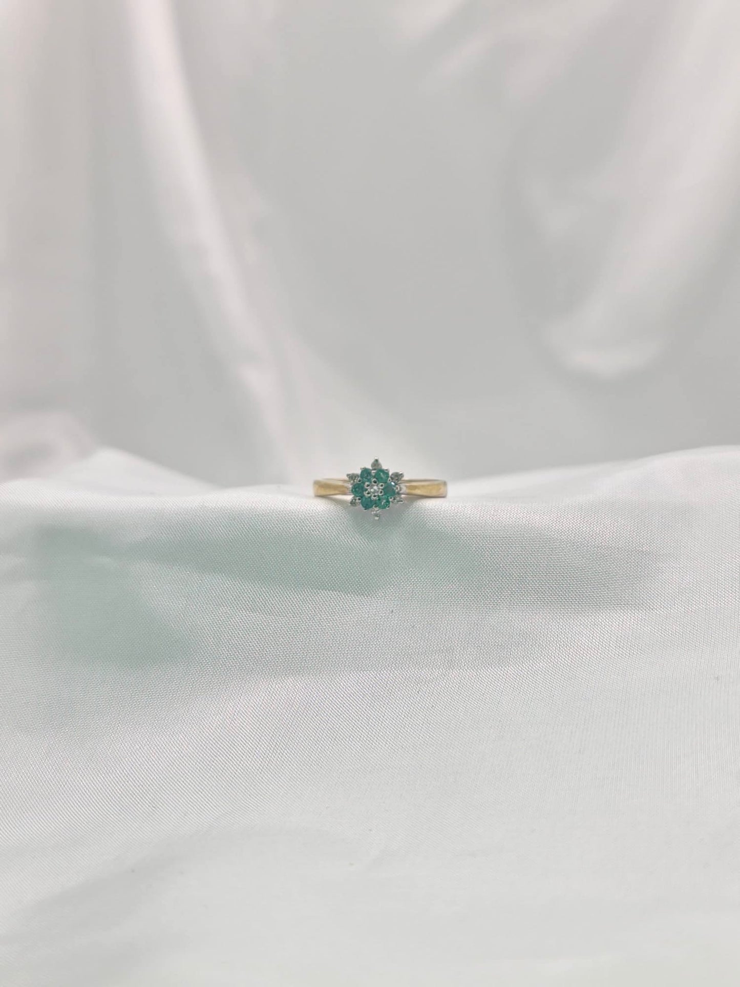 9ct Emerald and Diamond Ring