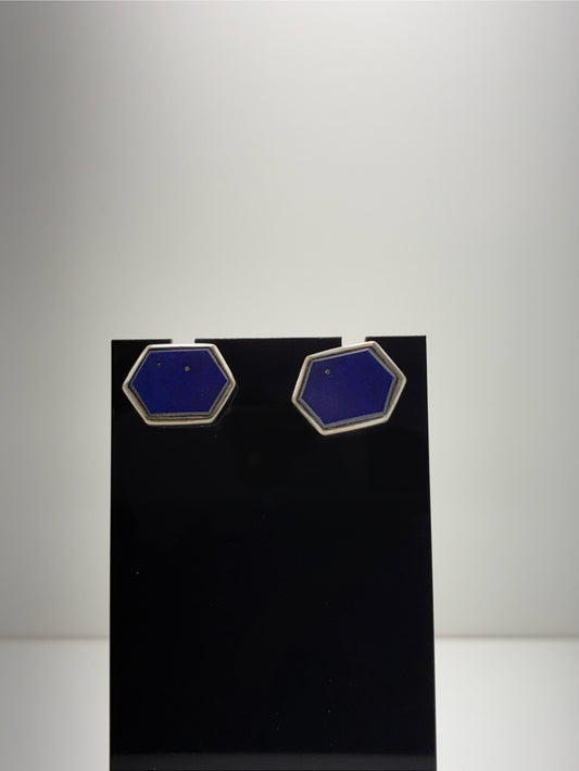 18ct Hexagonal Blue Lapis Lazuli Cufflinks