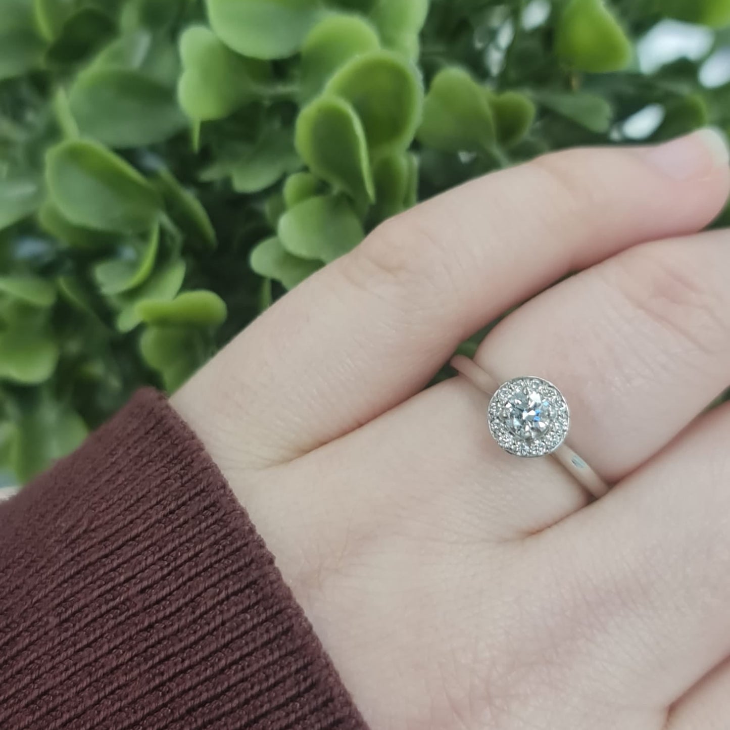 Platinum Diamond Halo Dia Set Shoulders GIA 0.23 F VS1