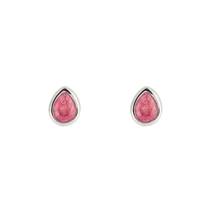 Sterling Silver July Pink Quartz Earrings