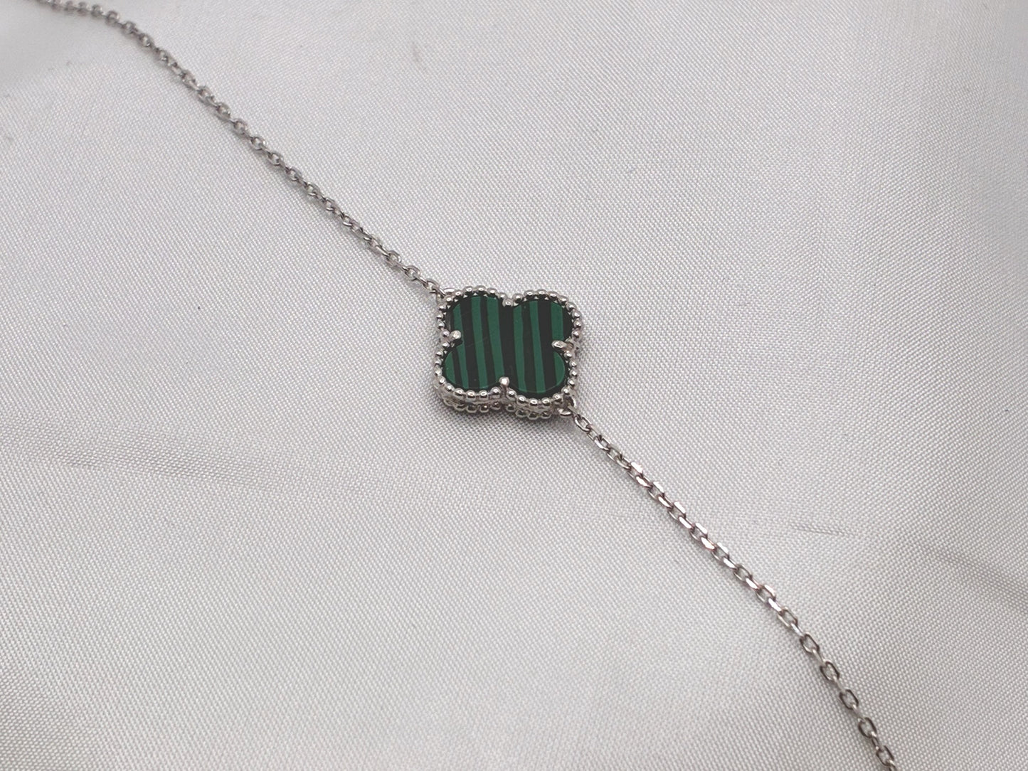 Sterling Silver Green Clover Bracelet