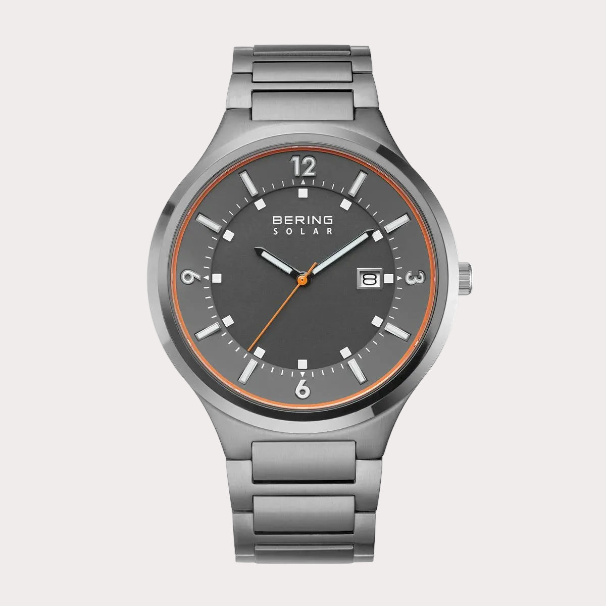 BERING Mens Brushed Grey Solar Watch