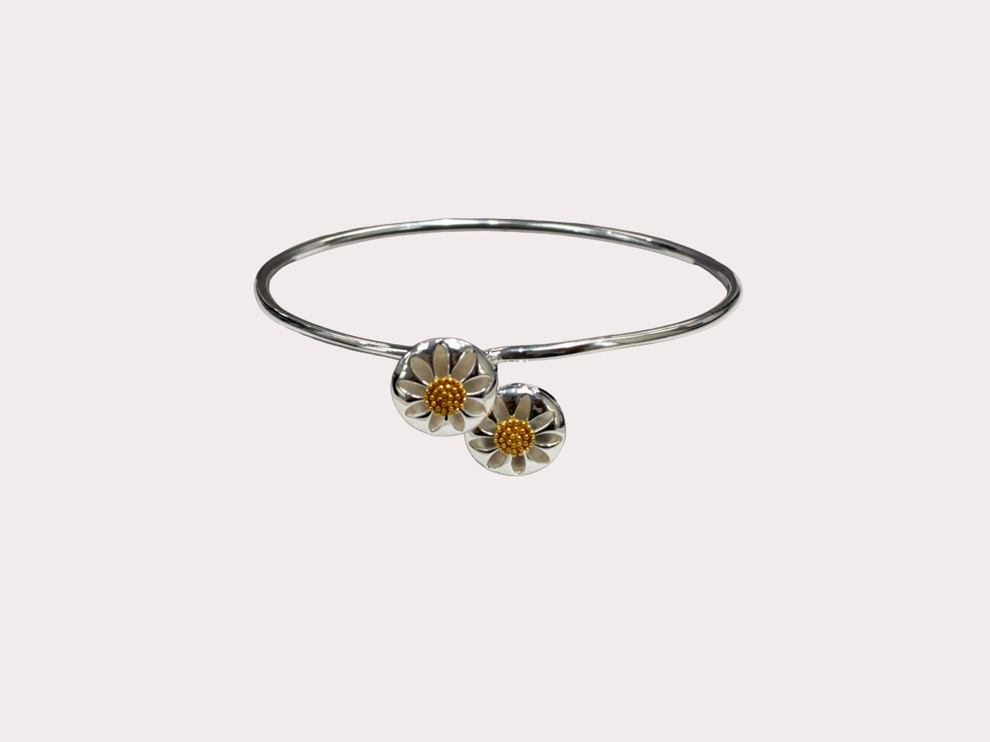 Sterling Silver Daisy Button Bangle