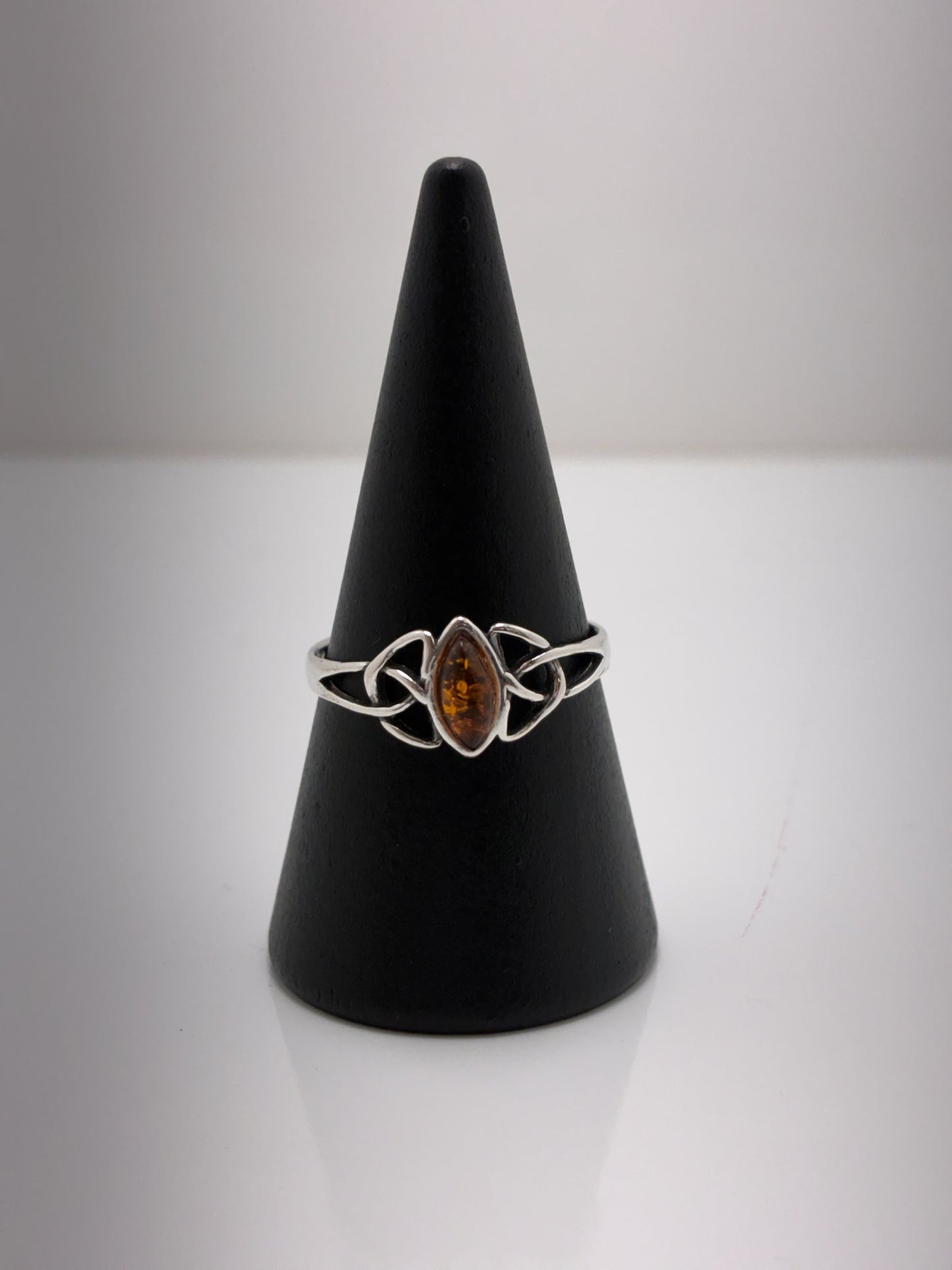 Sterling Silver Marquise Amber Ring
