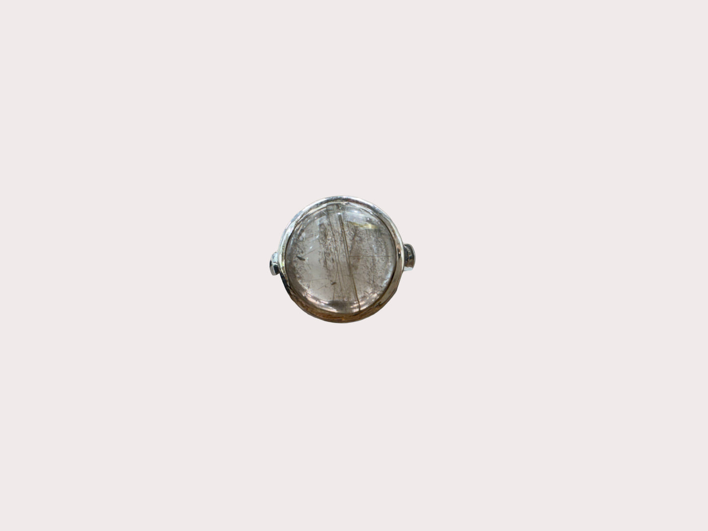 Sterling Silver Round Golden Rutilite Ring