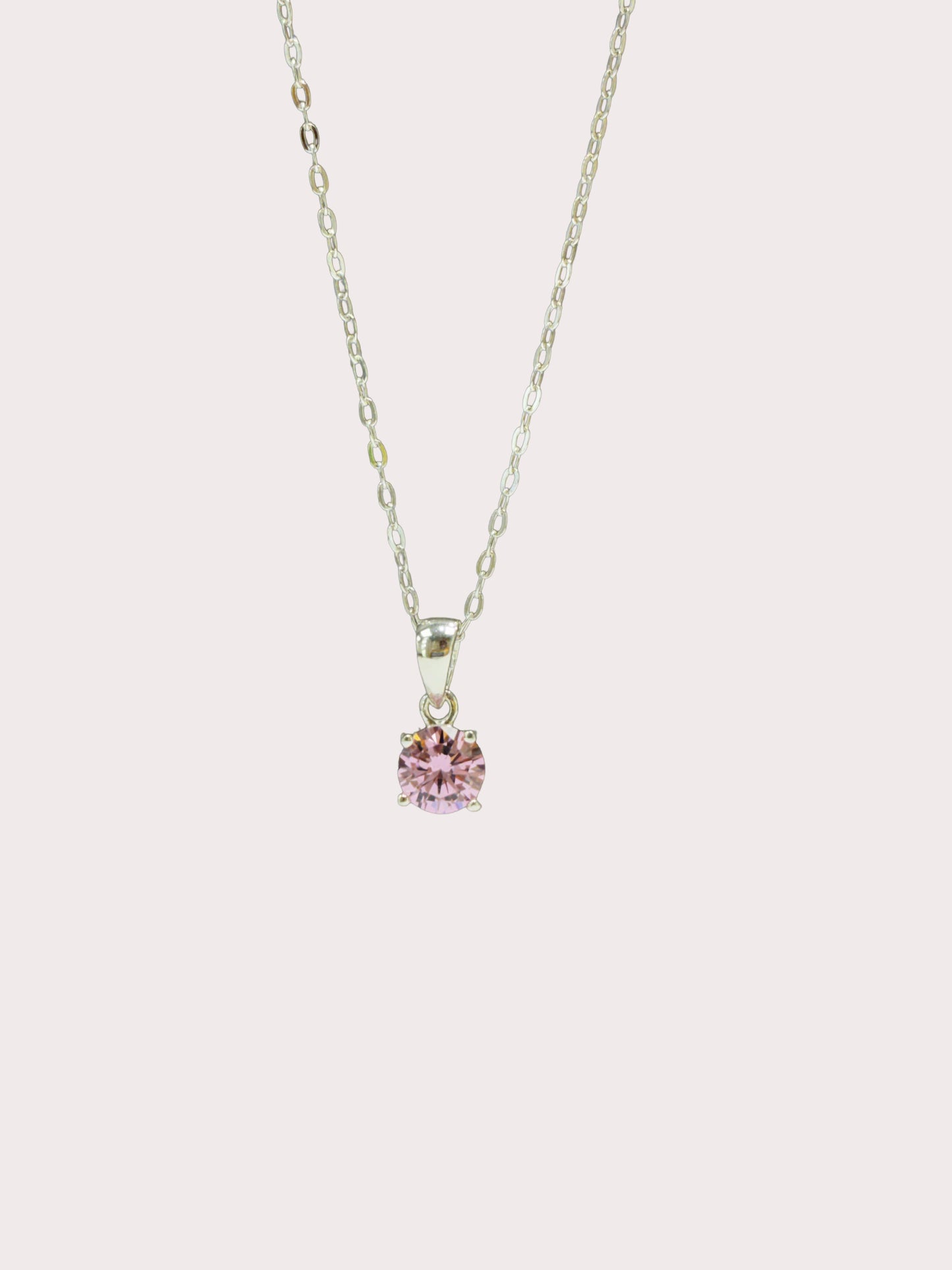 Sterling Silver Round Pink CZ Pendant