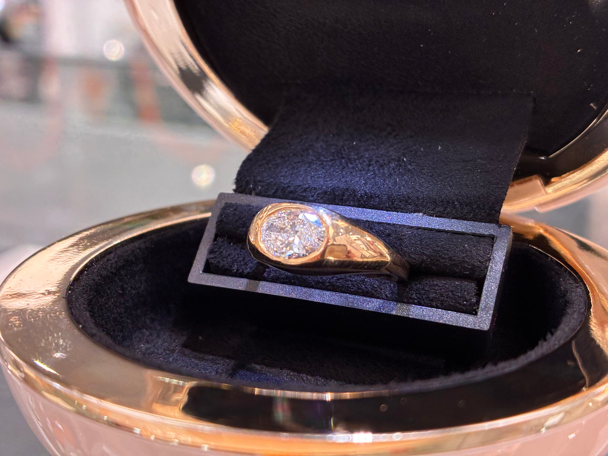 9ct Gold Lab Diamond Bezel Set Signet Ring