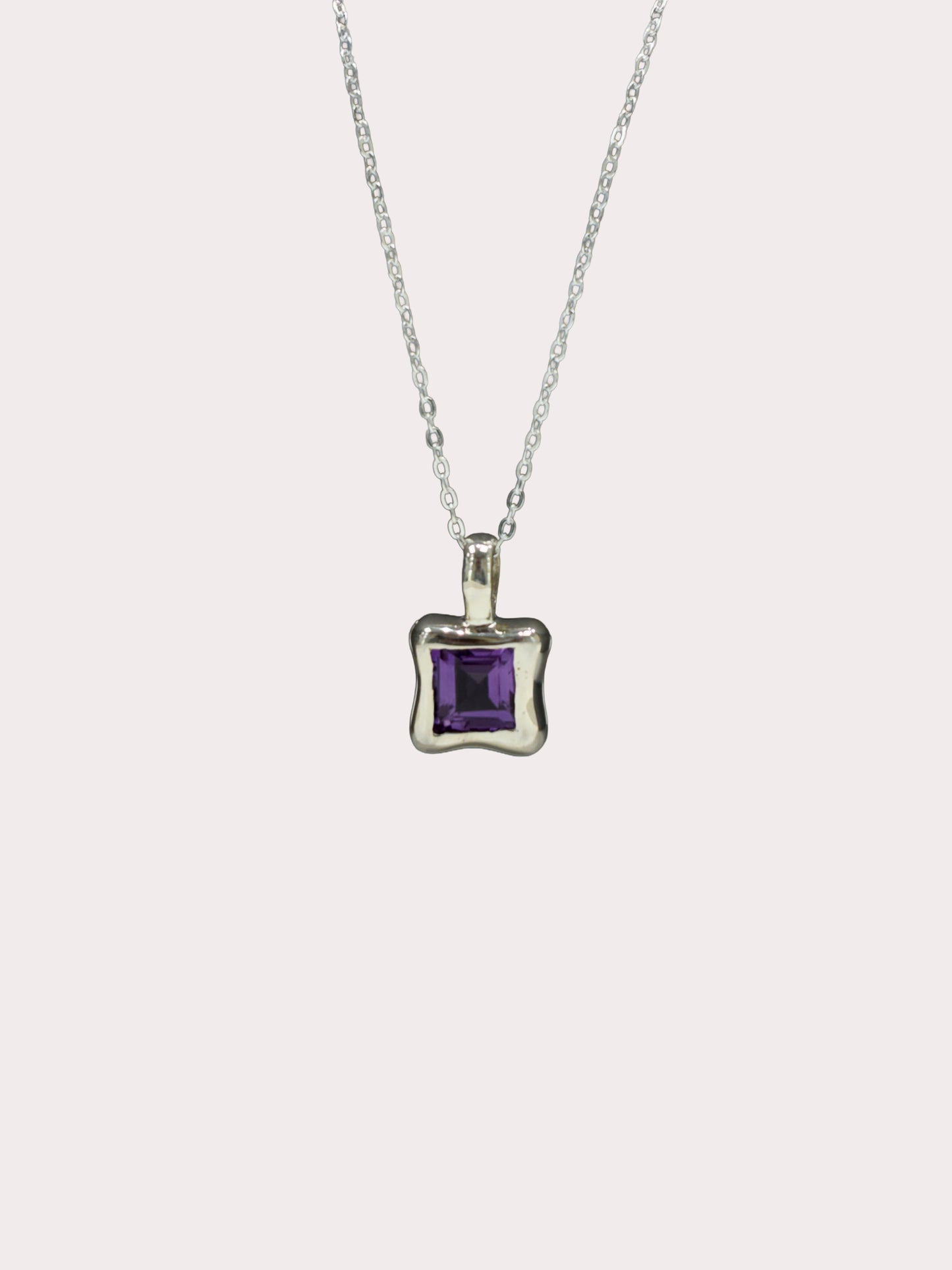 Sterling Silver Square Amethyst Pendant