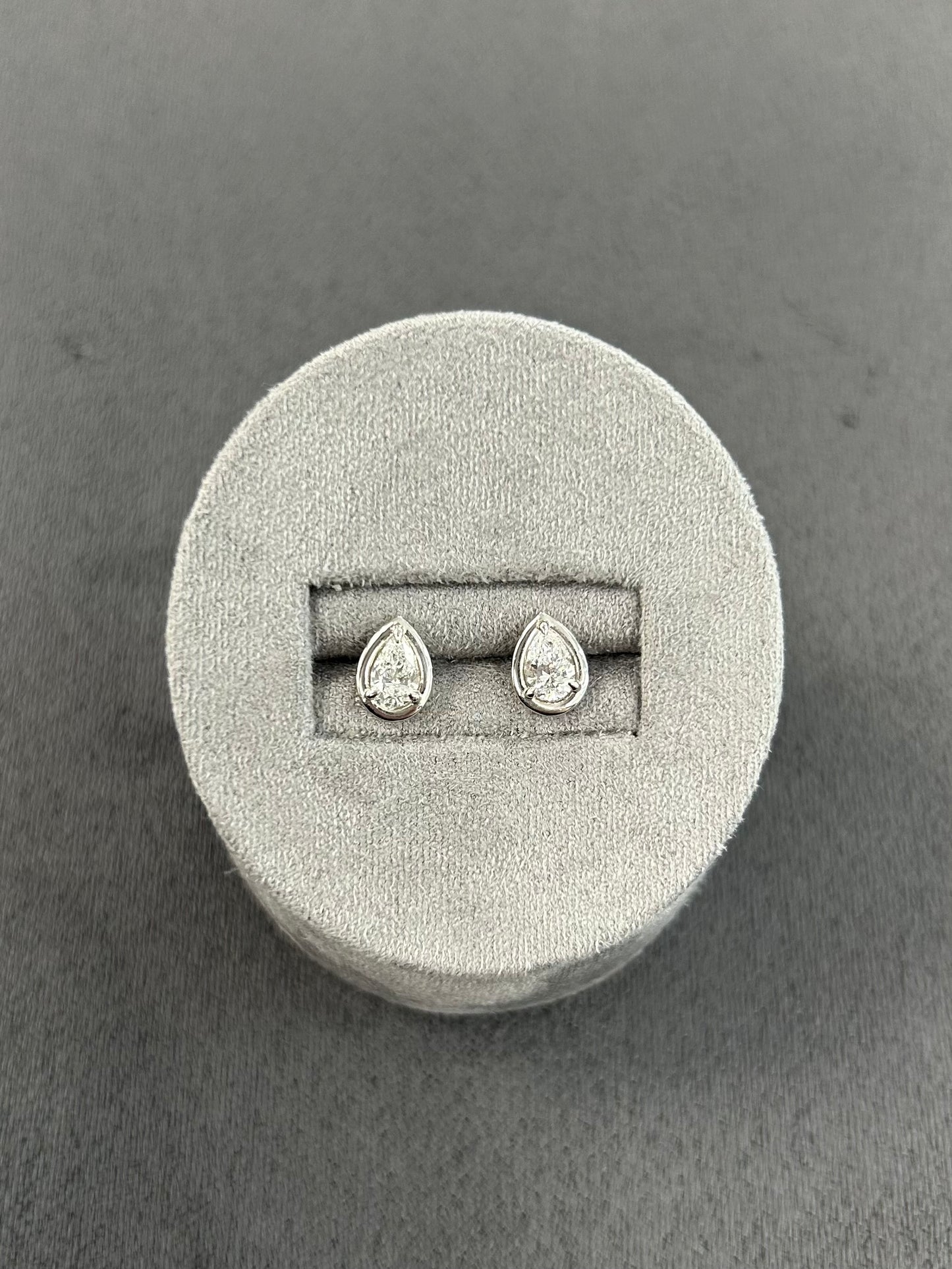 Platinum Pear Cut Diamond Studs 0.52ct Total