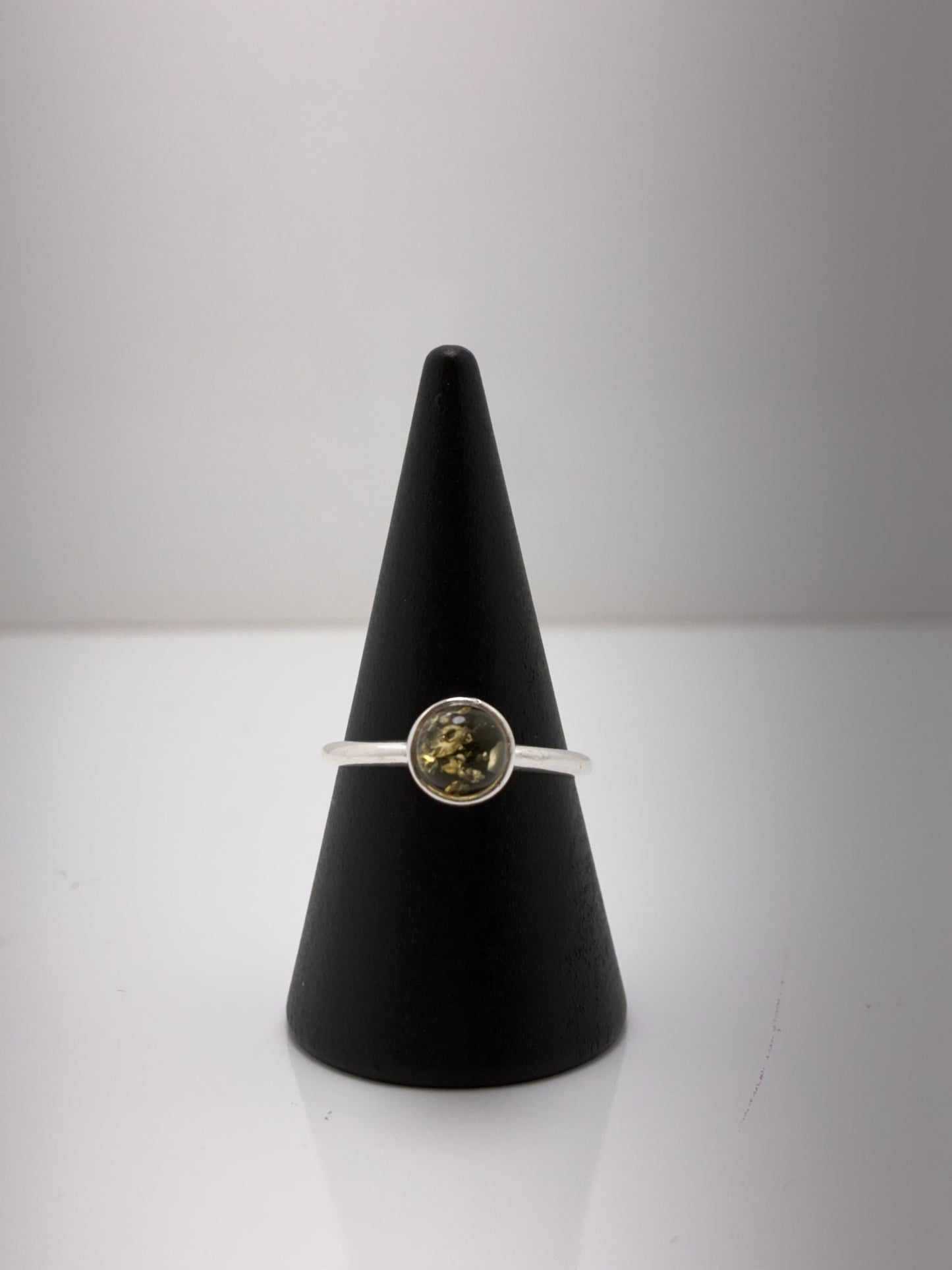 Sterling Silver Raised Amber Ring
