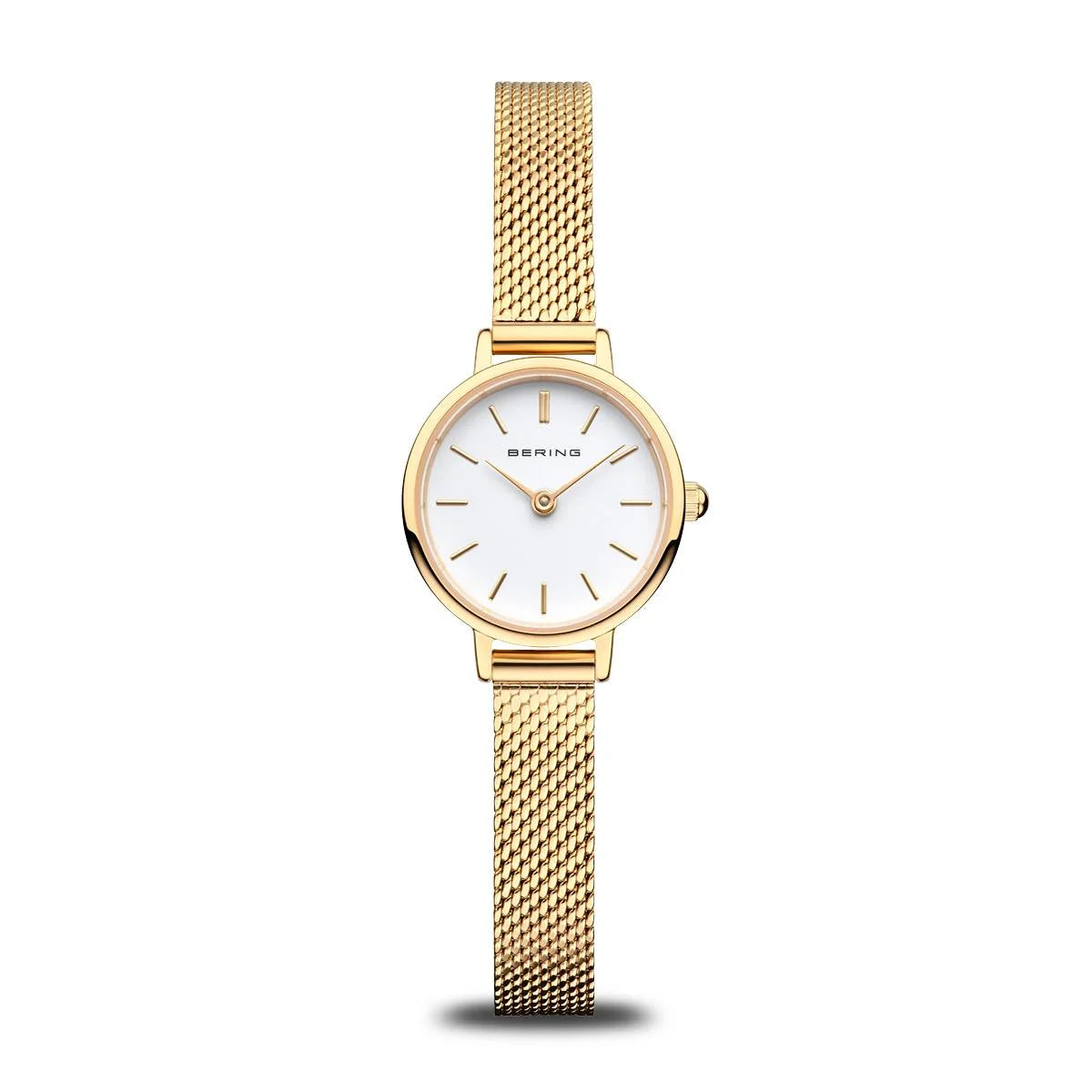 Bering Time Womens Small Gold and White Watch