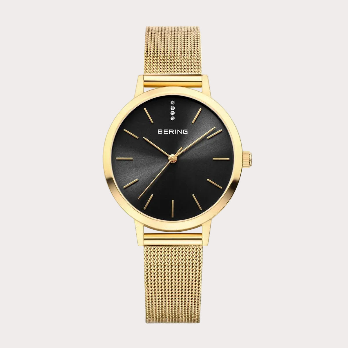 BERING Ladies Gold and Black CZ Watch