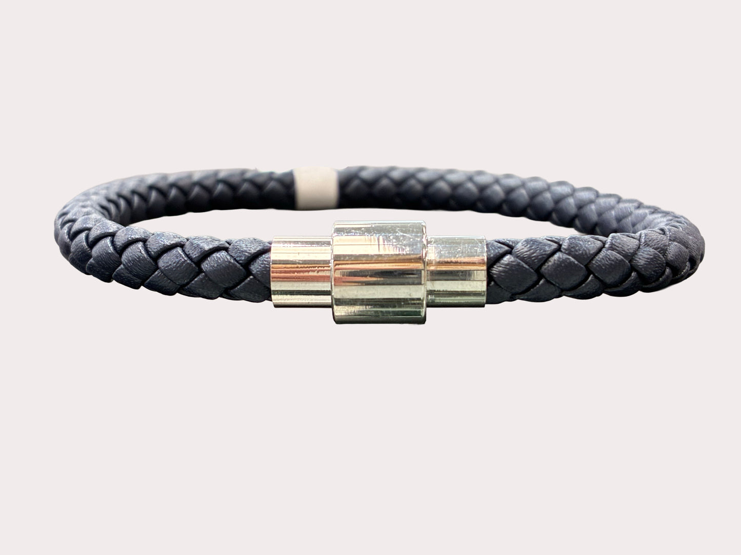 Stainless Steel Blue Leather Bracelet