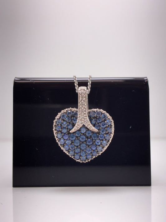 18ct White Gold Sapphire And Diamond Pendant