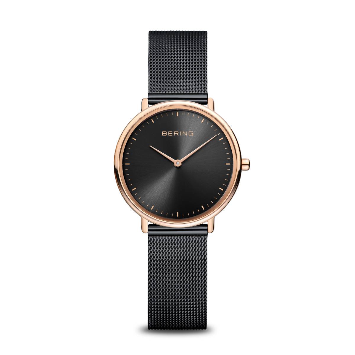 Bering Time Womens Rose Gold and Black Watch
