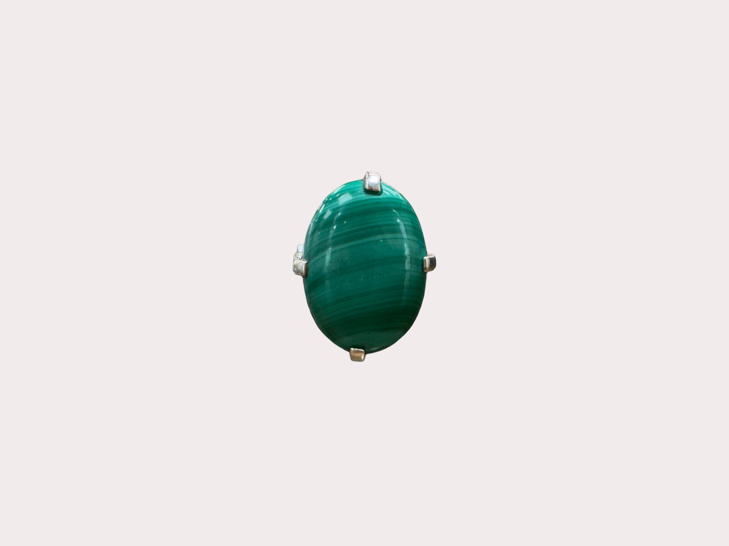 Sterling Silver Heavy Malachite Ring 10.75
