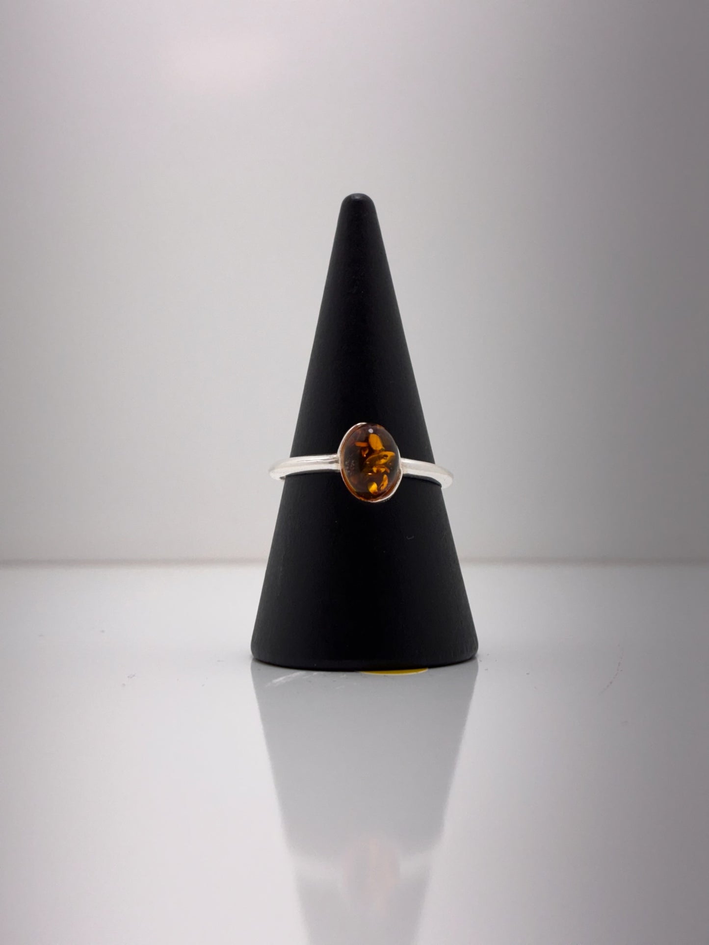 Sterling Silver Amber Oval Ring